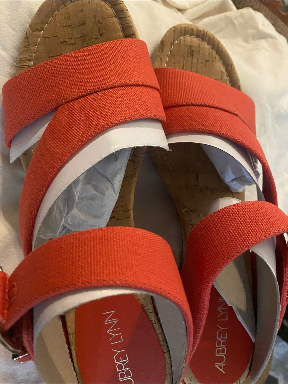 Aubrey Lynn Women's Orange Cork-Trim Sandals